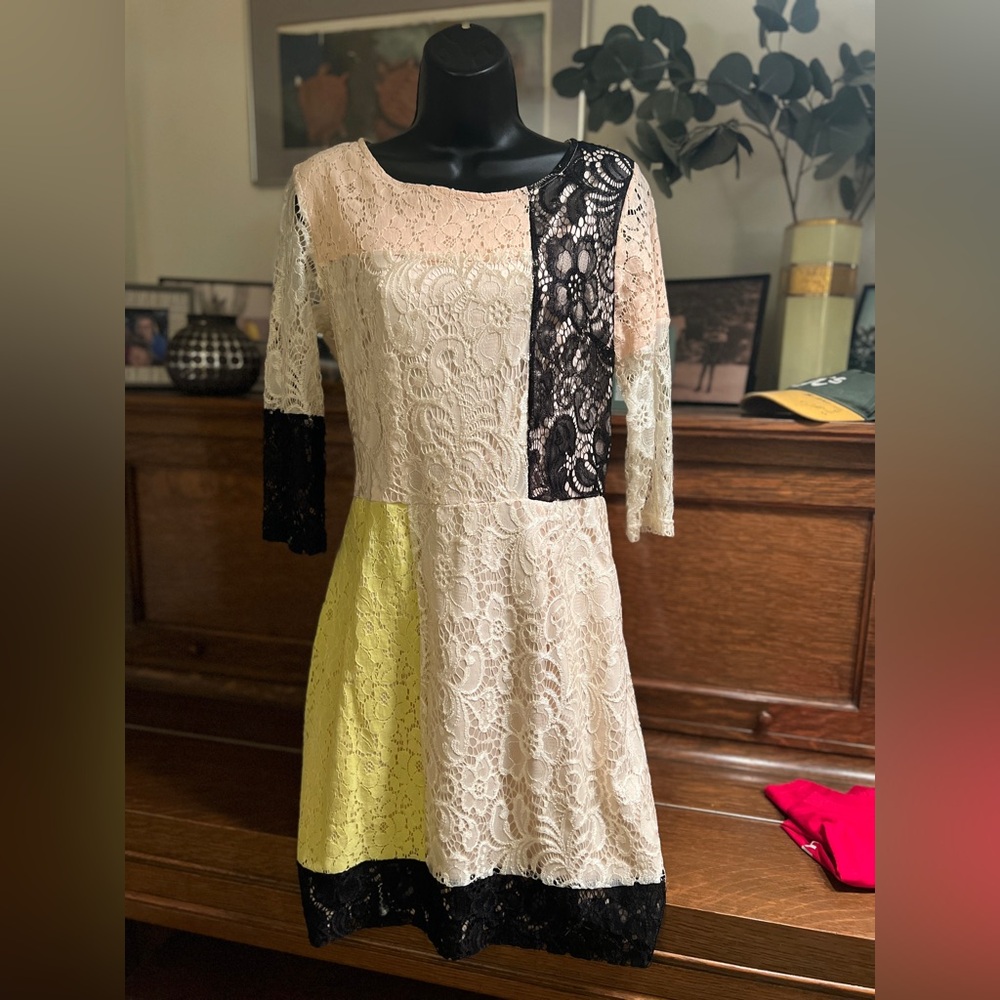 Elegant Lace Patchwork Dress - image 1